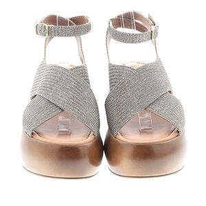 Seychelles Metallic Silver Crisscross Platform Sandals